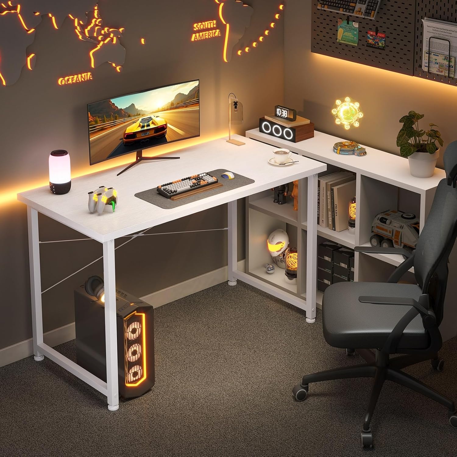 ODK Bureau voor Computer, 100x48cm Bureau voor Kantoor, Bureaus Geschikt voor Slaapkamers en Woonkamers, Wit