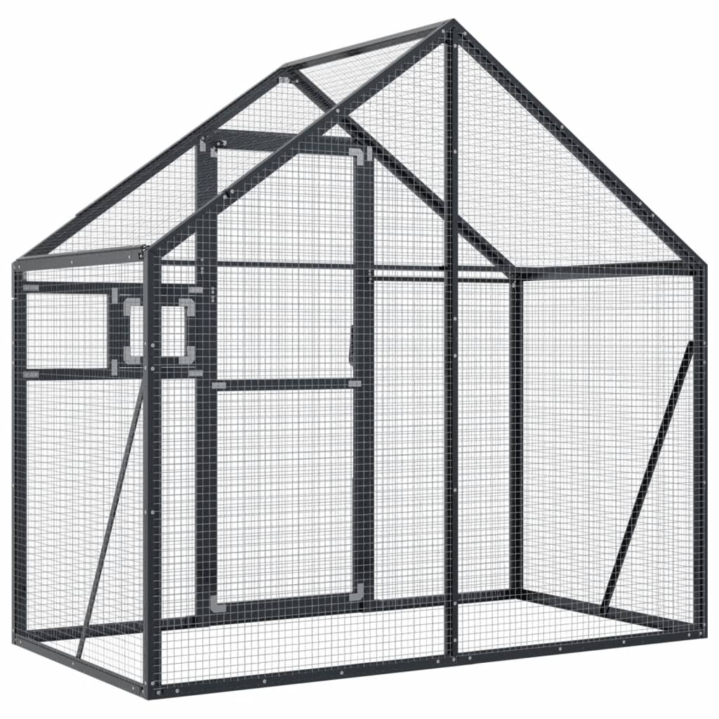 vidaXL Volière 179x100x185 m aluminium antracietkleurig