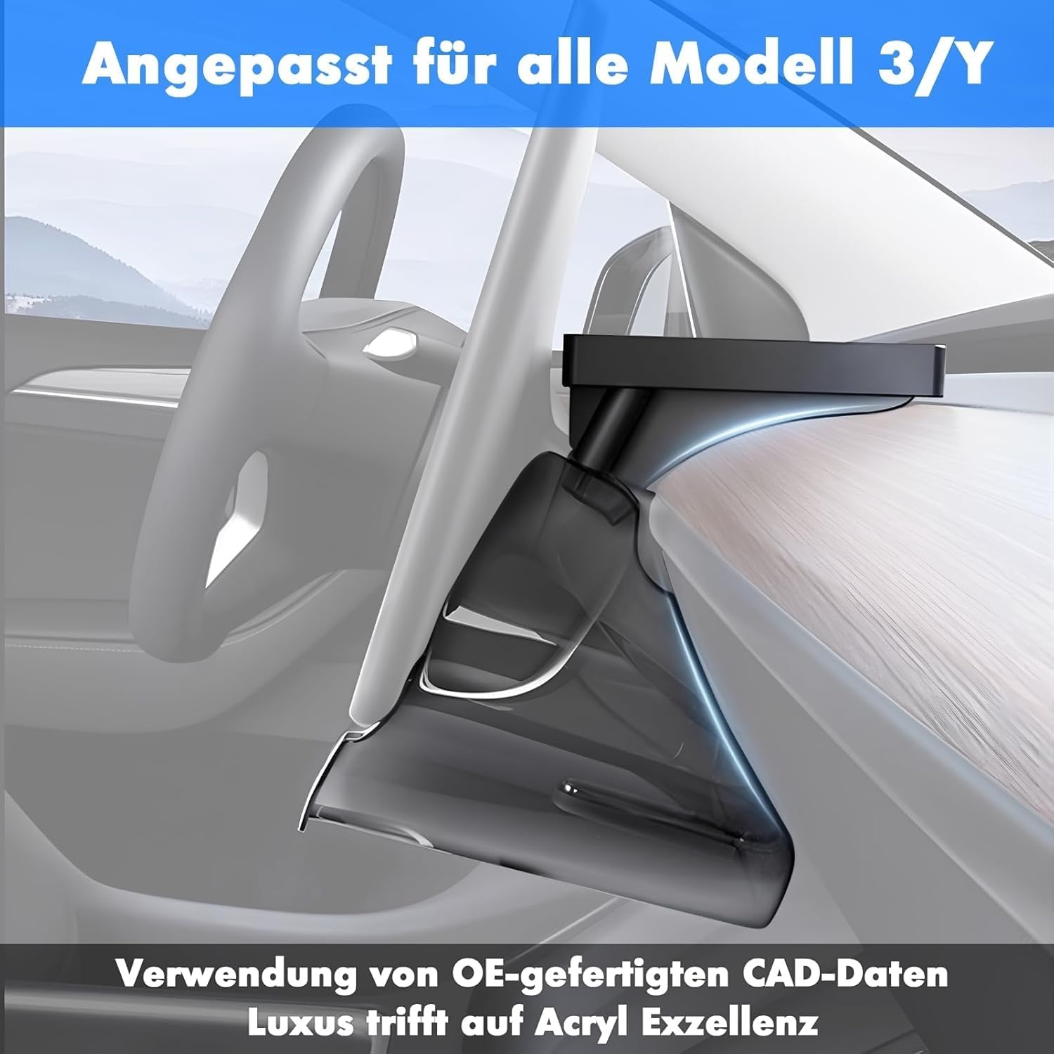 QKIIP Magnetische Acryl Opbergplank voor Tesla Model 3/Y - Gemakkelijke Installatie