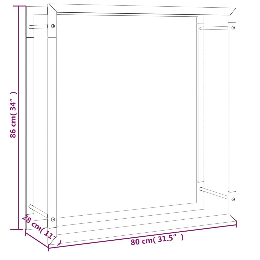 vidaXL Haardhoutrek 80x28x86 cm staal matzwart
