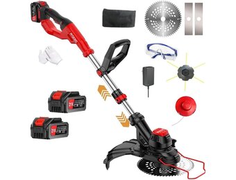 Grastrimmer accu gazonkantensnijder (28 cm maaibreedte, verstelbare tweede handgreep) voor tuin, trimmen, oranje