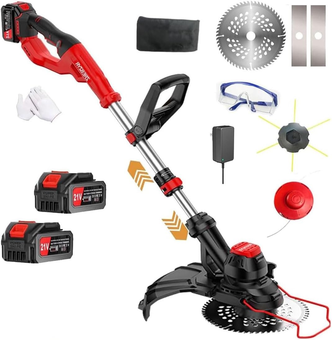 Grastrimmer accu gazonkantensnijder (28 cm maaibreedte, verstelbare tweede handgreep) voor tuin, trimmen, oranje