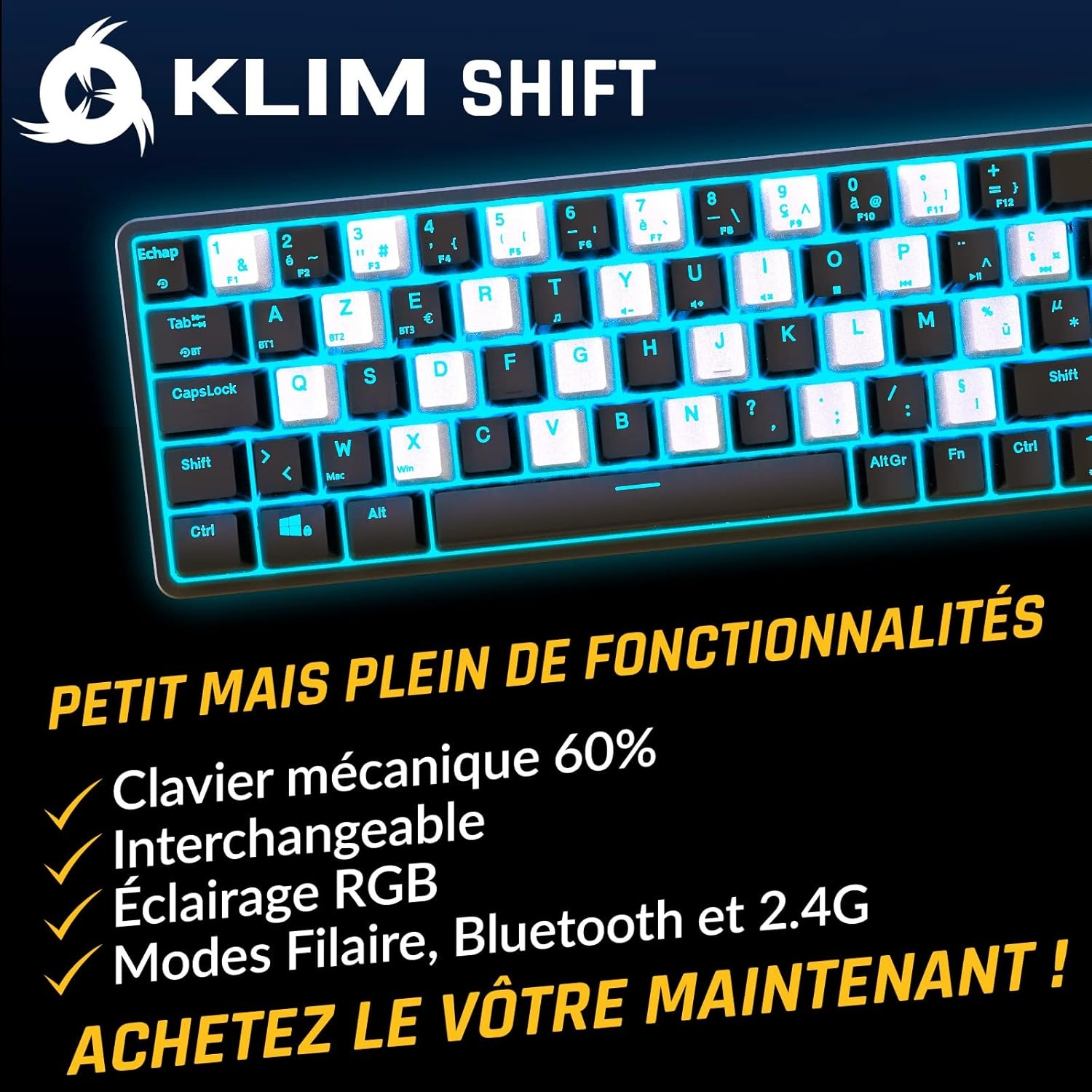 Mechanisch AZERTY Toetsenbord | Cherry MX Brown | Draadloos Bluetooth | 75% Korting