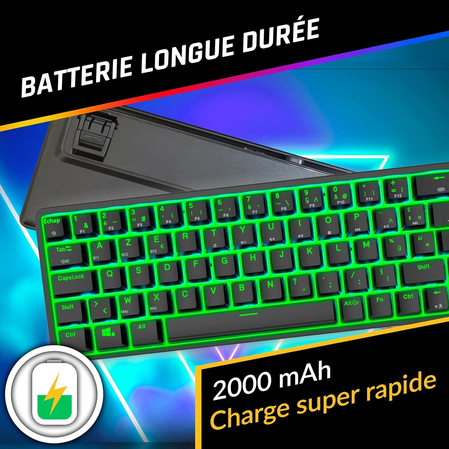 Mechanisch AZERTY Toetsenbord | Cherry MX Brown | Draadloos Bluetooth | 75% Korting