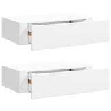 vidaXL Wandschappen 2 st met lade 40x23,5x10 cm MDF wit