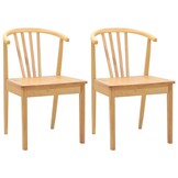vidaXL Eetkamerstoel 2 pcs Naturel Massief Rubberhout