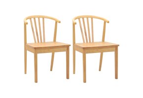 Eetkamerstoelen Massief Rubberhout Naturel - Set van 2 (61% Korting)