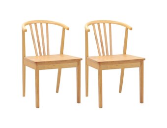 vidaXL Eetkamerstoel 2 pcs Naturel Massief Rubberhout
