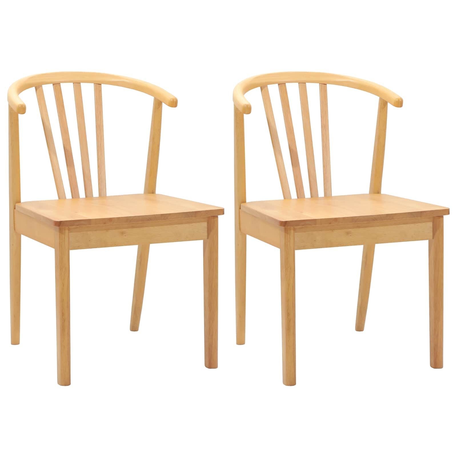 vidaXL Eetkamerstoel 2 pcs Naturel Massief Rubberhout