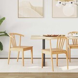 Eetkamerstoelen Massief Rubberhout Naturel - Set van 2 (61% Korting)
