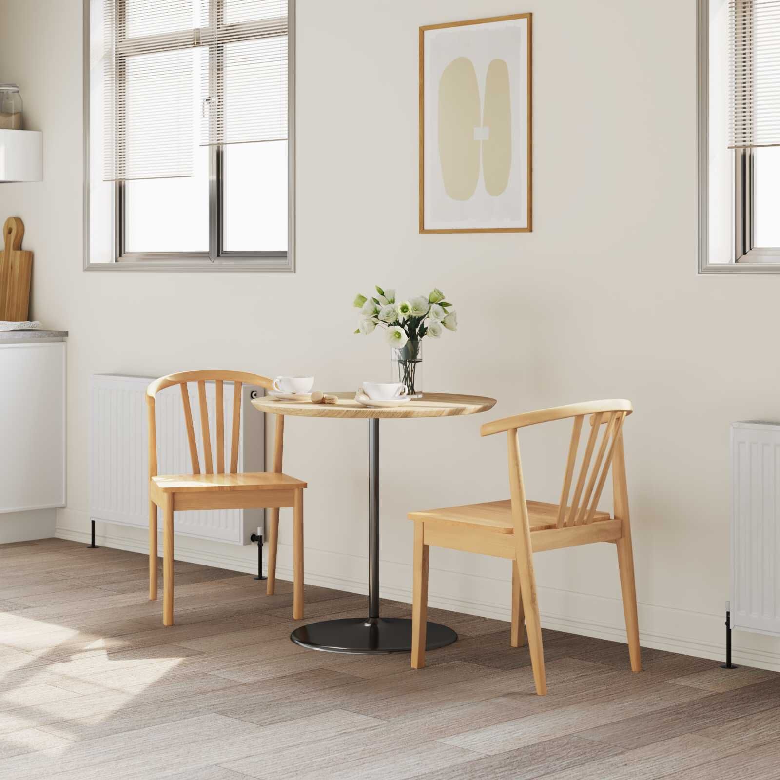 Eetkamerstoelen Massief Rubberhout Naturel - Set van 2 (61% Korting)