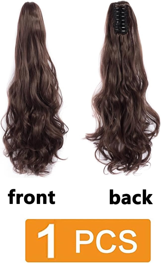 prinfantasy MW003 Paardenstaart-extensies, clip-in haarverlenging, paardenstaart, haarstukje met clip, hittebestendig, synthetische vezels, net echt haar, middenbruin