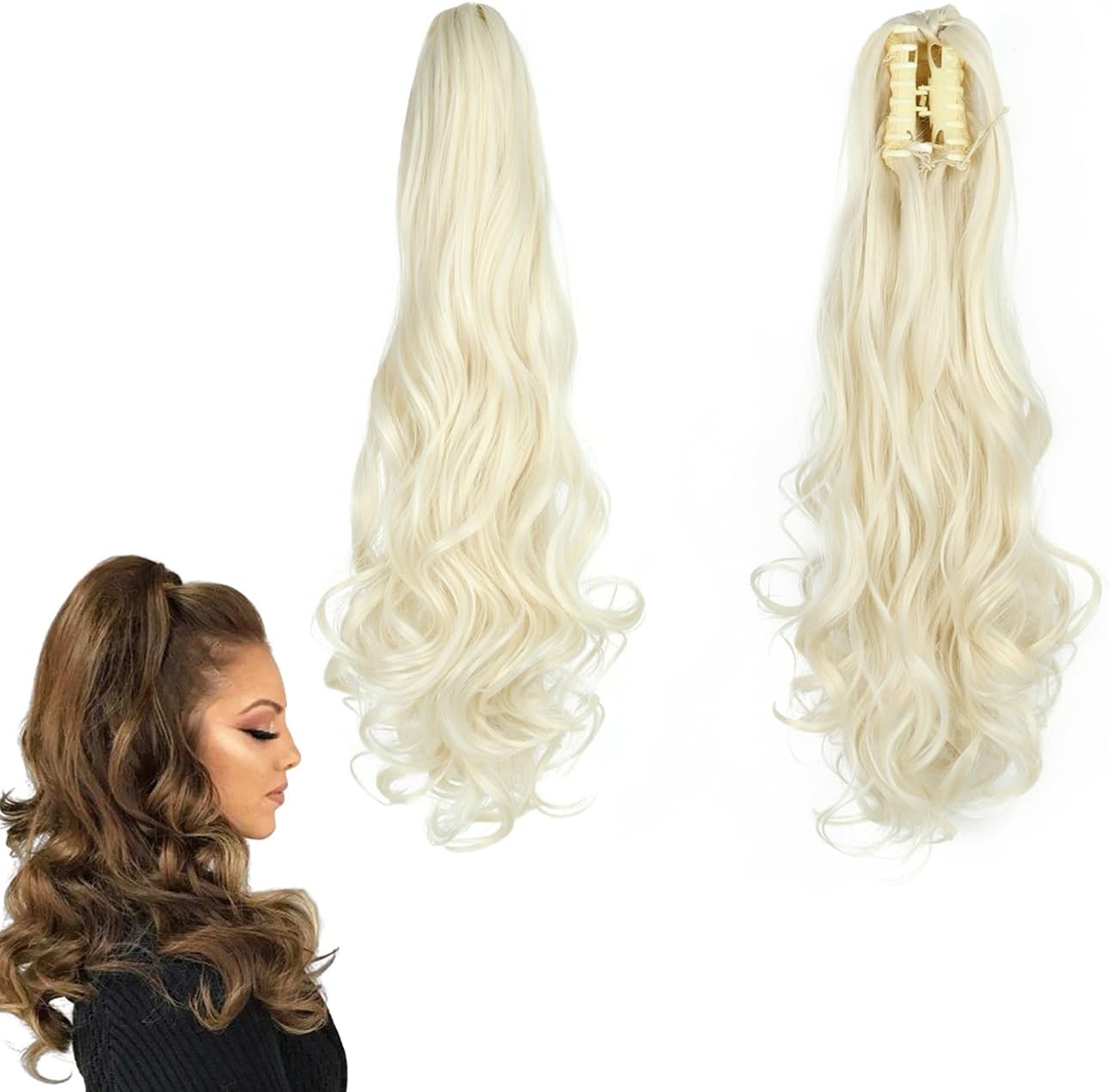 prinfantasy MW003 Paardenstaart-extensies, clip-in haarverlenging, paardenstaart, haarstukje met clip, hittebestendig, synthetische vezels, net echt haar, middenbruin