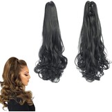 prinfantasy MW003 Paardenstaart-extensies, clip-in haarverlenging, paardenstaart, haarstukje met clip, hittebestendig, synthetische vezels, net echt haar, middenbruin