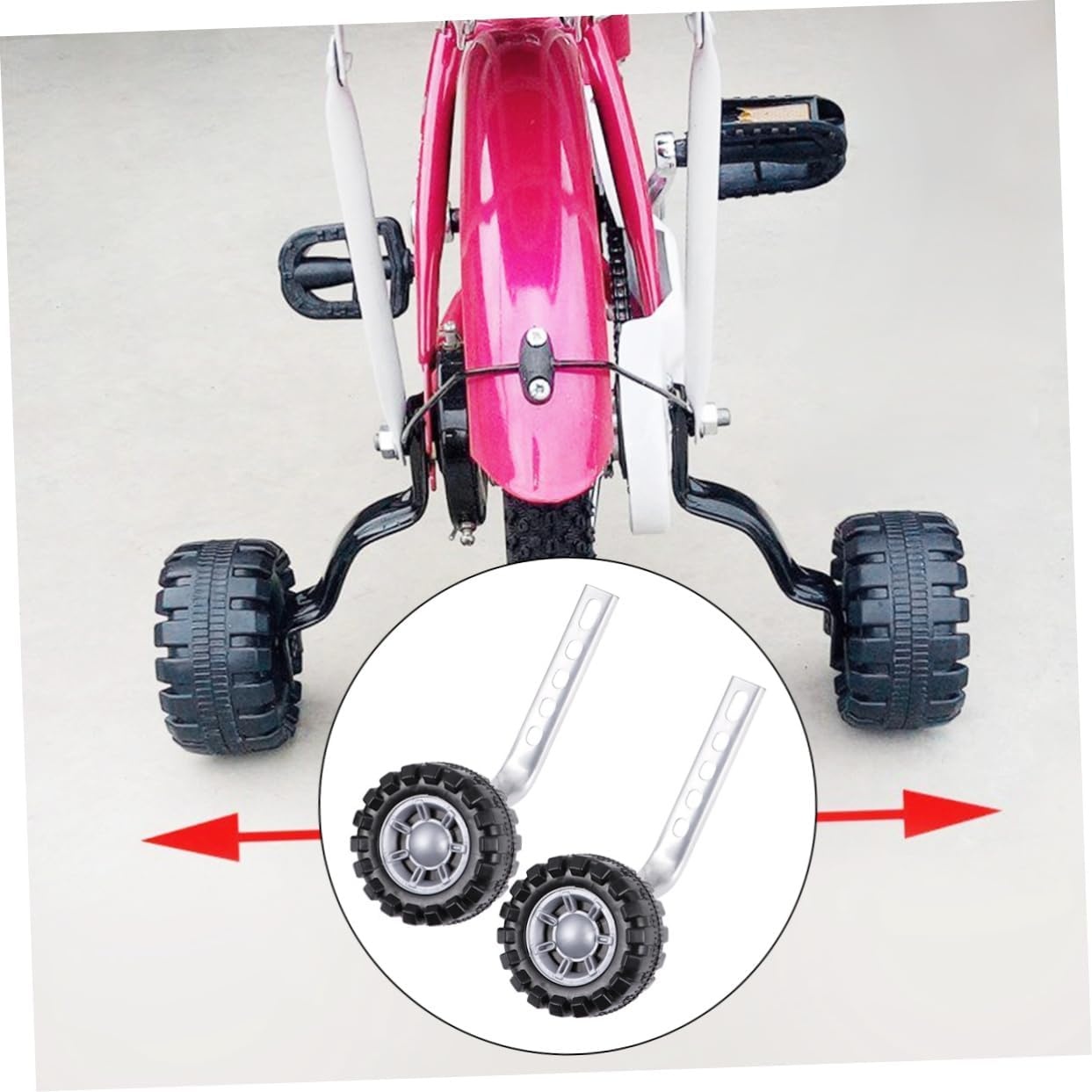 Toddmomy Steunwielen voor kinderfietsen, 1 set universele fietshulpwielen met metalen frame, balans, trainingswielen voor kinderfiets, accessoires, eenvoudig te monteren