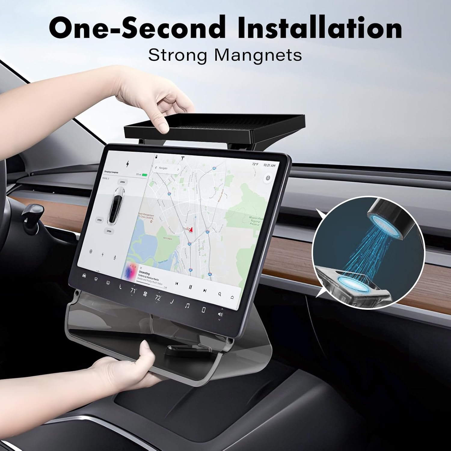 QKIIP Magnetische Acryl Opbergplank voor Tesla Model 3/Y - Gemakkelijke Installatie