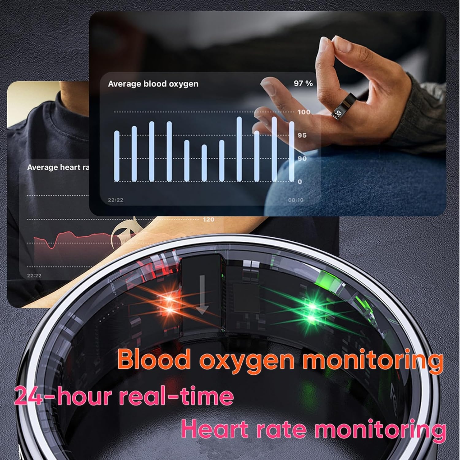 findtime Smart Ring met display, fitnesstracker, stappenteller, ring, hartslagmeter, slaaptracker, SpO2 mes, activity tracker, calorieën-afstandstracking