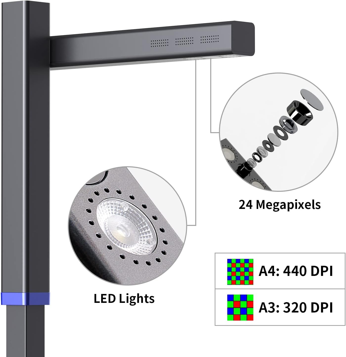 CZUR Shine Ultra Pro Boekscanner 24 MP Draagbare documentenscanner met OCR, hoge scansnelheid voor thuis, bibliotheken, scholen en kantoren. CZUR-scanner ondersteunt Windows/macOS/Linux.