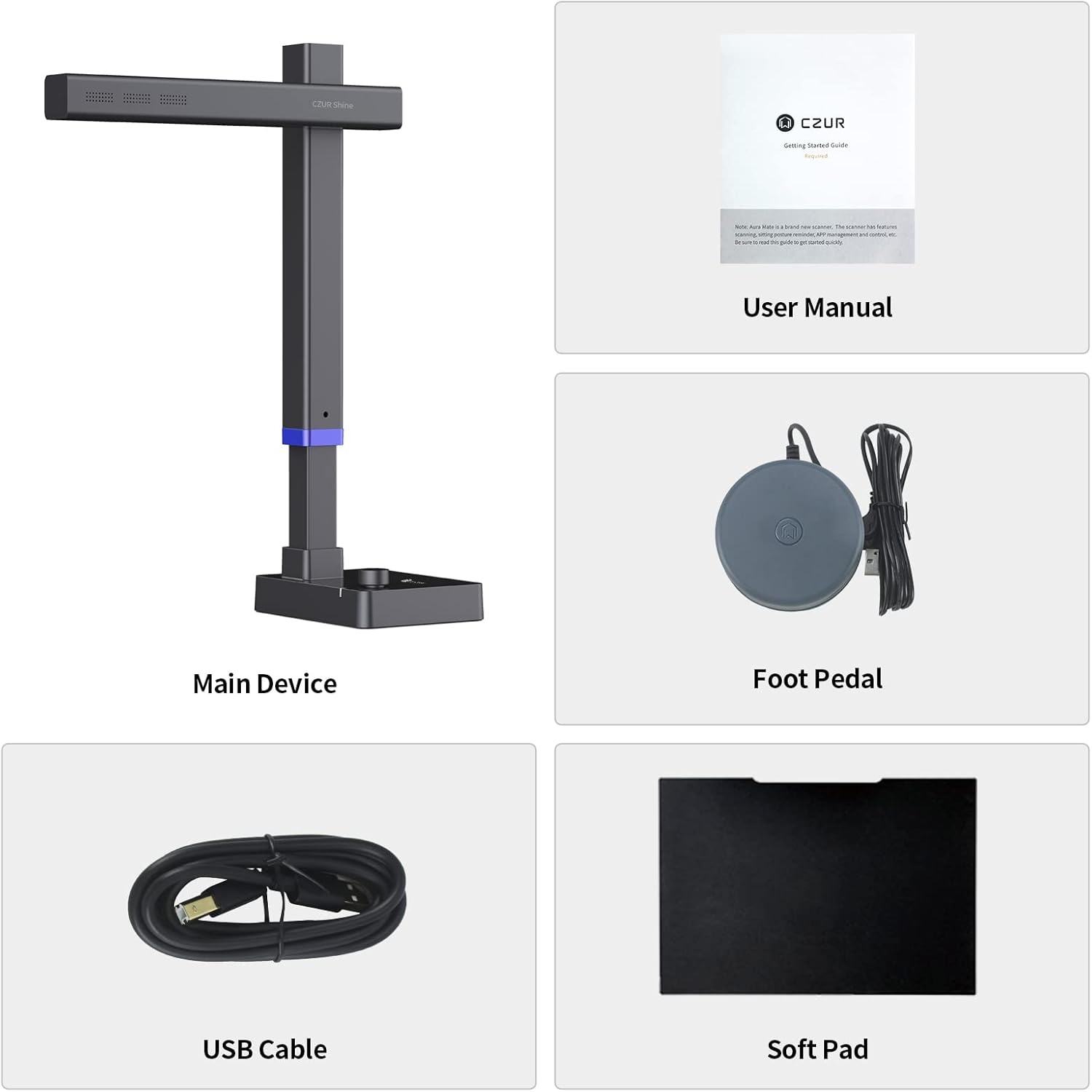 CZUR Shine Ultra Pro Boekscanner 24 MP Draagbare documentenscanner met OCR, hoge scansnelheid voor thuis, bibliotheken, scholen en kantoren. CZUR-scanner ondersteunt Windows/macOS/Linux.