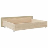 vidaXL Bedlades 2 st bewerkt hout en kunstleer crèmekleurig