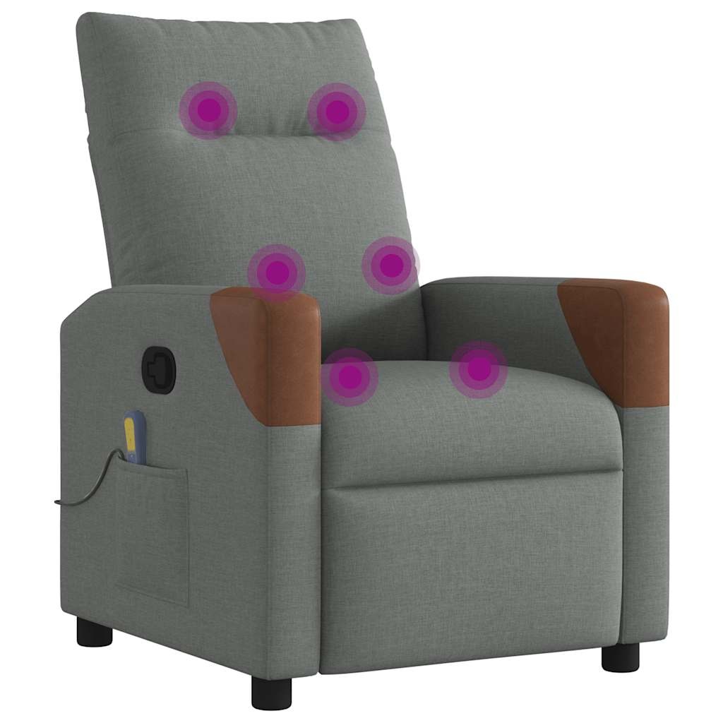 vidaXL Massagestoel verstelbaar stof donkergrijs