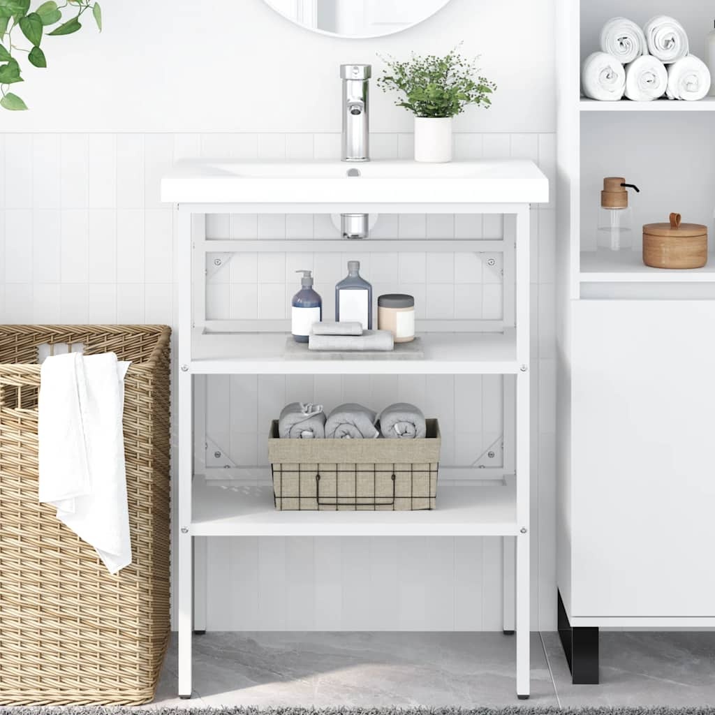 vidaXL Wastafelframe 59x38x83 cm ijzer wit