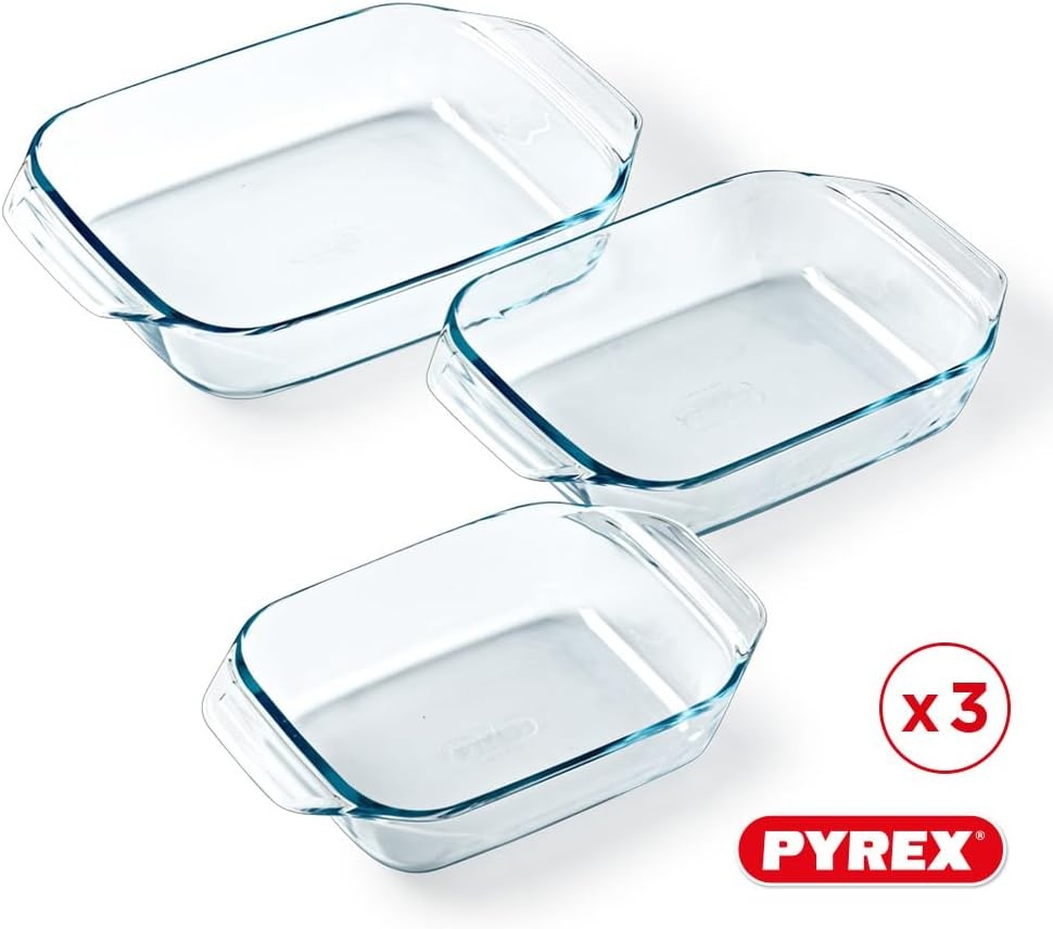 Set van 3 Ovenschalen Borosilicaatglas - 28% Korting!