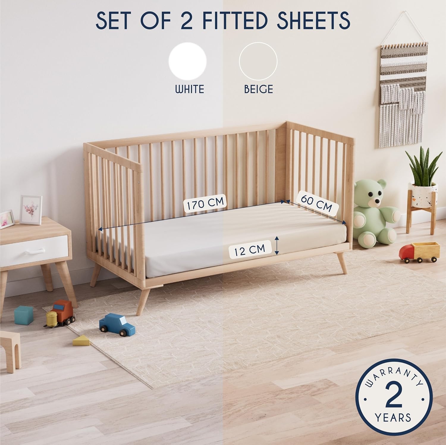 Hoeslakens Baby 70x140cm (Set van 2) - 100% Katoen Jersey - 32% Korting