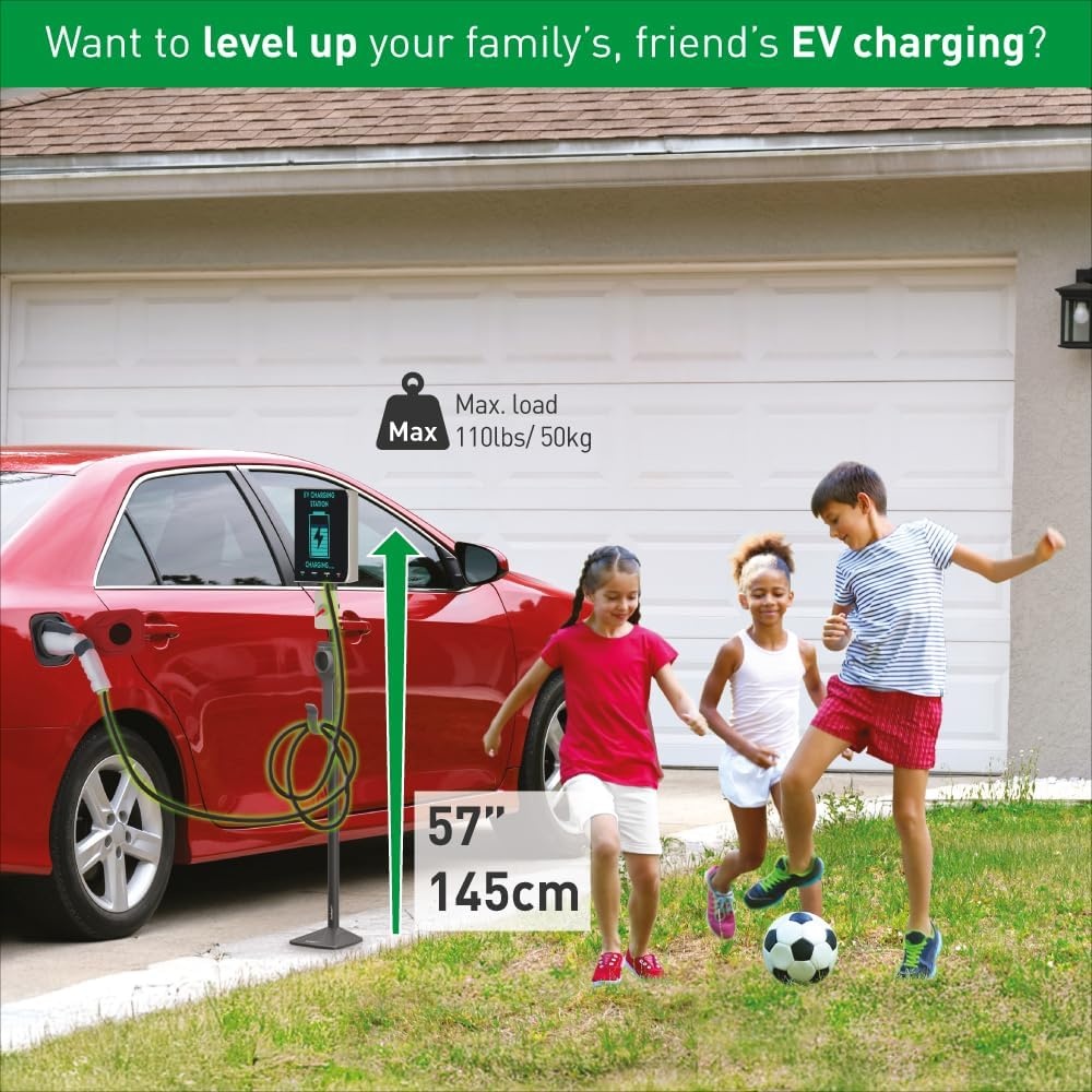Universele Laadpaal Elektrische Auto (145cm) - Zilver Grijs - 29% Korting!