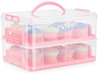 Roze Taartdoos met 29% Korting: 24 Cupcakes of 1 Taart (Ø 25 cm)