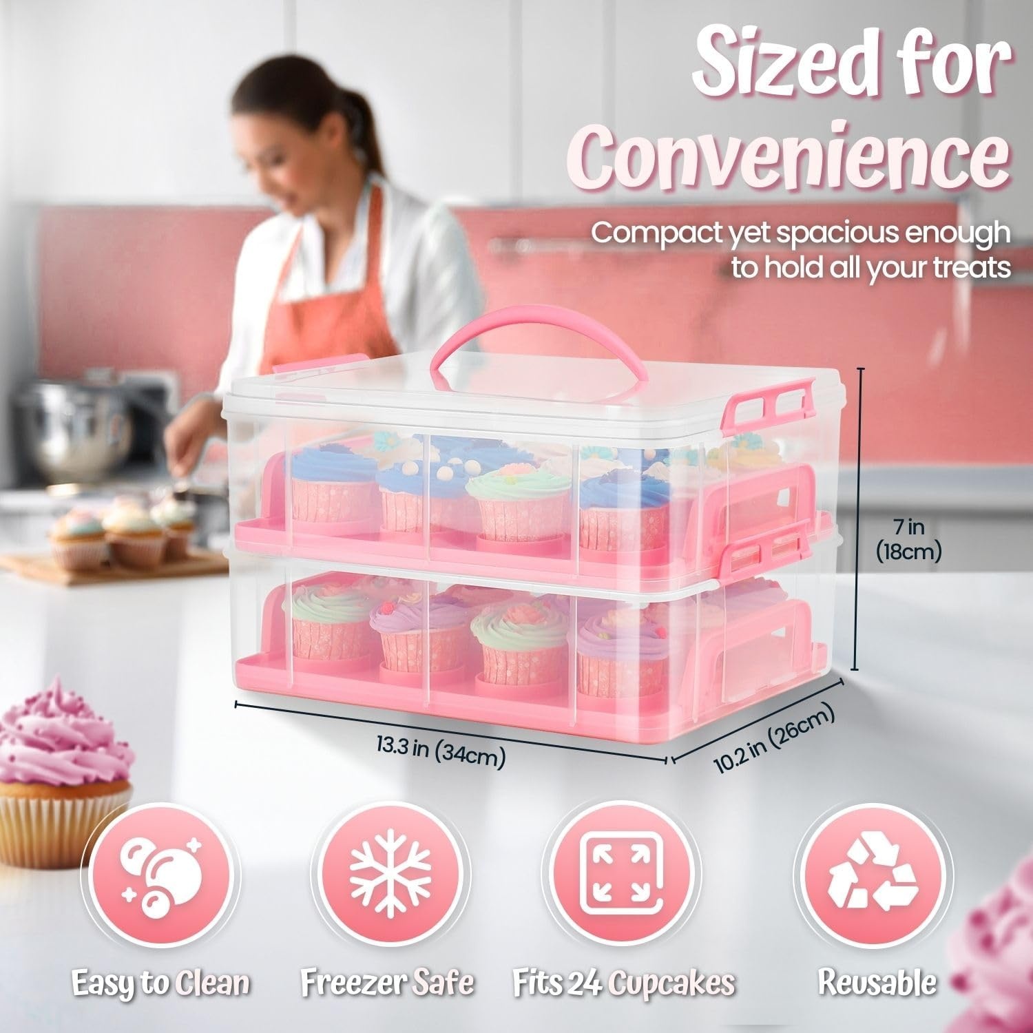 Roze Taartdoos met 29% Korting: 24 Cupcakes of 1 Taart (Ø 25 cm)