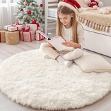 Hoogpolig Vloerkleed Crème 200cm Rond | Pluizig & Wasbaar | 29% Korting