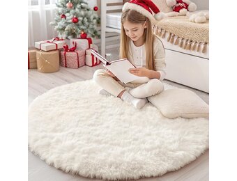 Hoogpolig Vloerkleed Crème 200cm Rond | Pluizig & Wasbaar | 29% Korting