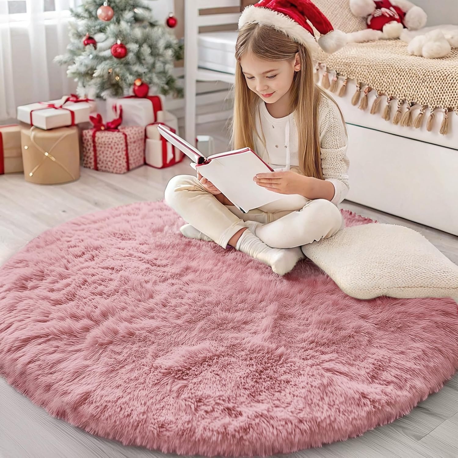 Hoogpolig Vloerkleed Crème 200cm Rond | Pluizig & Wasbaar | 29% Korting