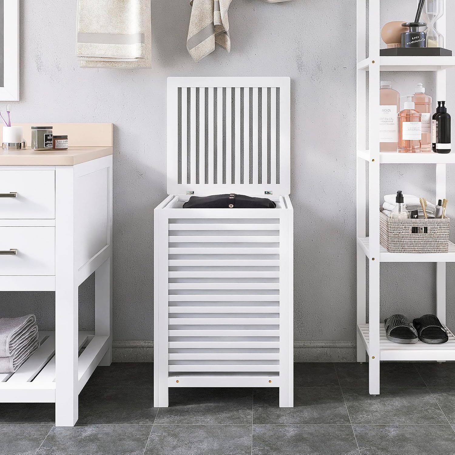 Dubbele Wasmand 120L Bamboe - Wit (34% Korting)