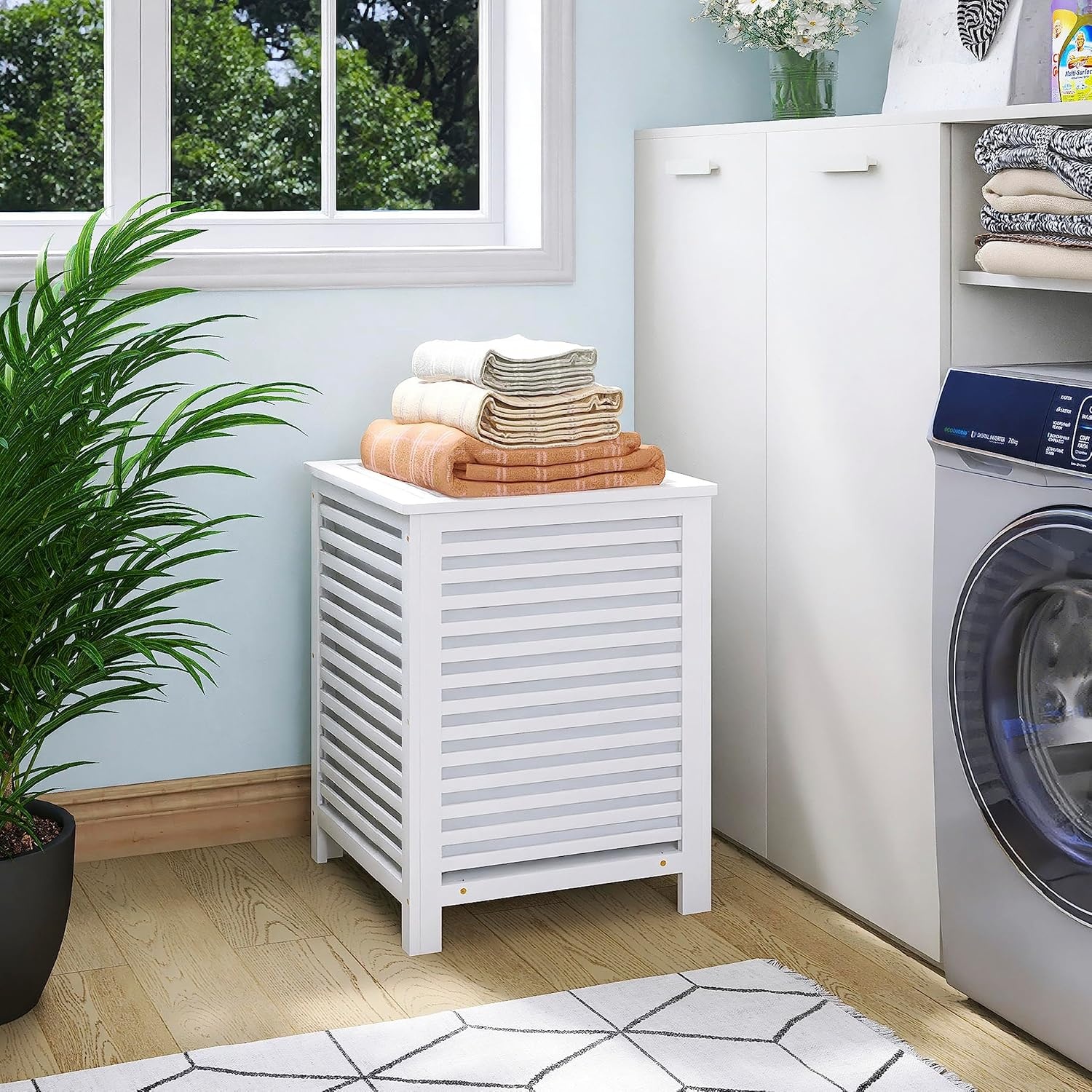 Dubbele Wasmand 120L Bamboe - Wit (34% Korting)