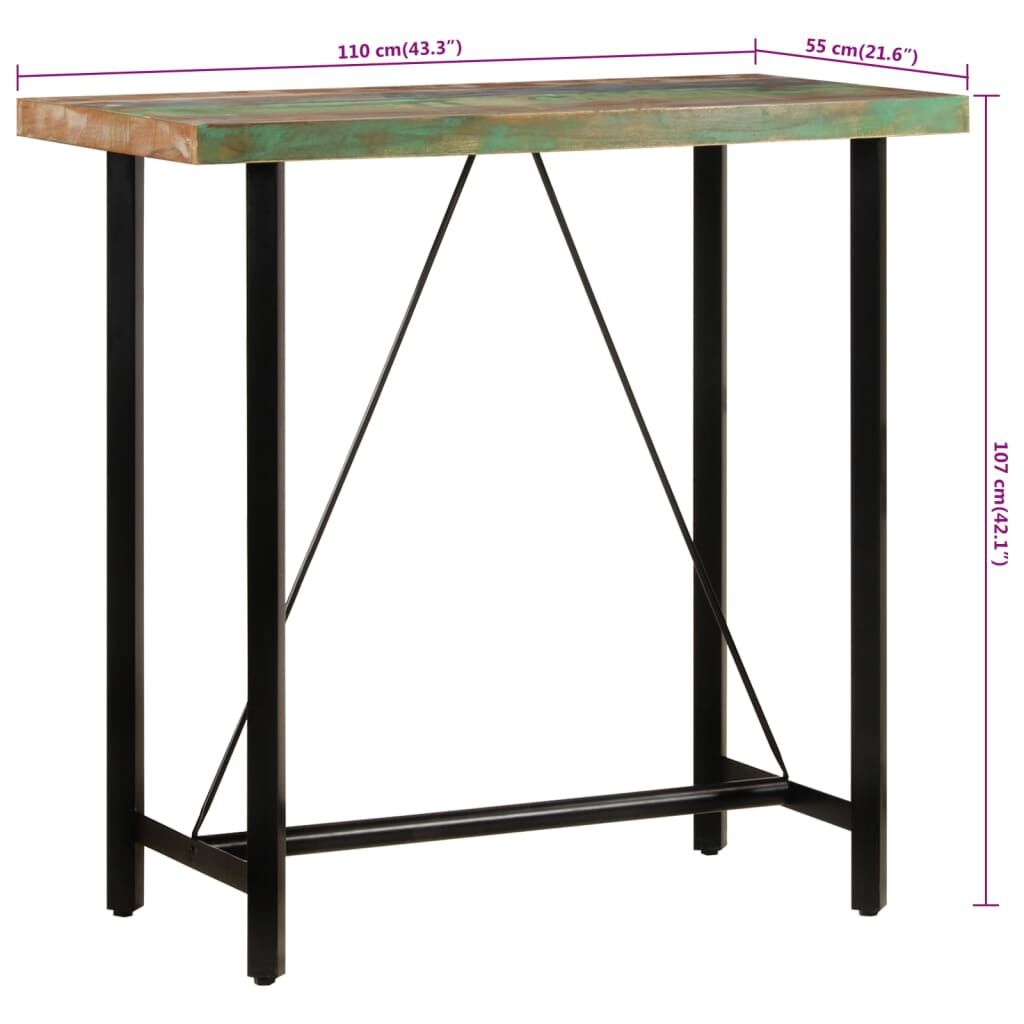 VidaXL Bartafel 110x55x107 cm - Gerecycled Hout & IJzer - 35% Korting!