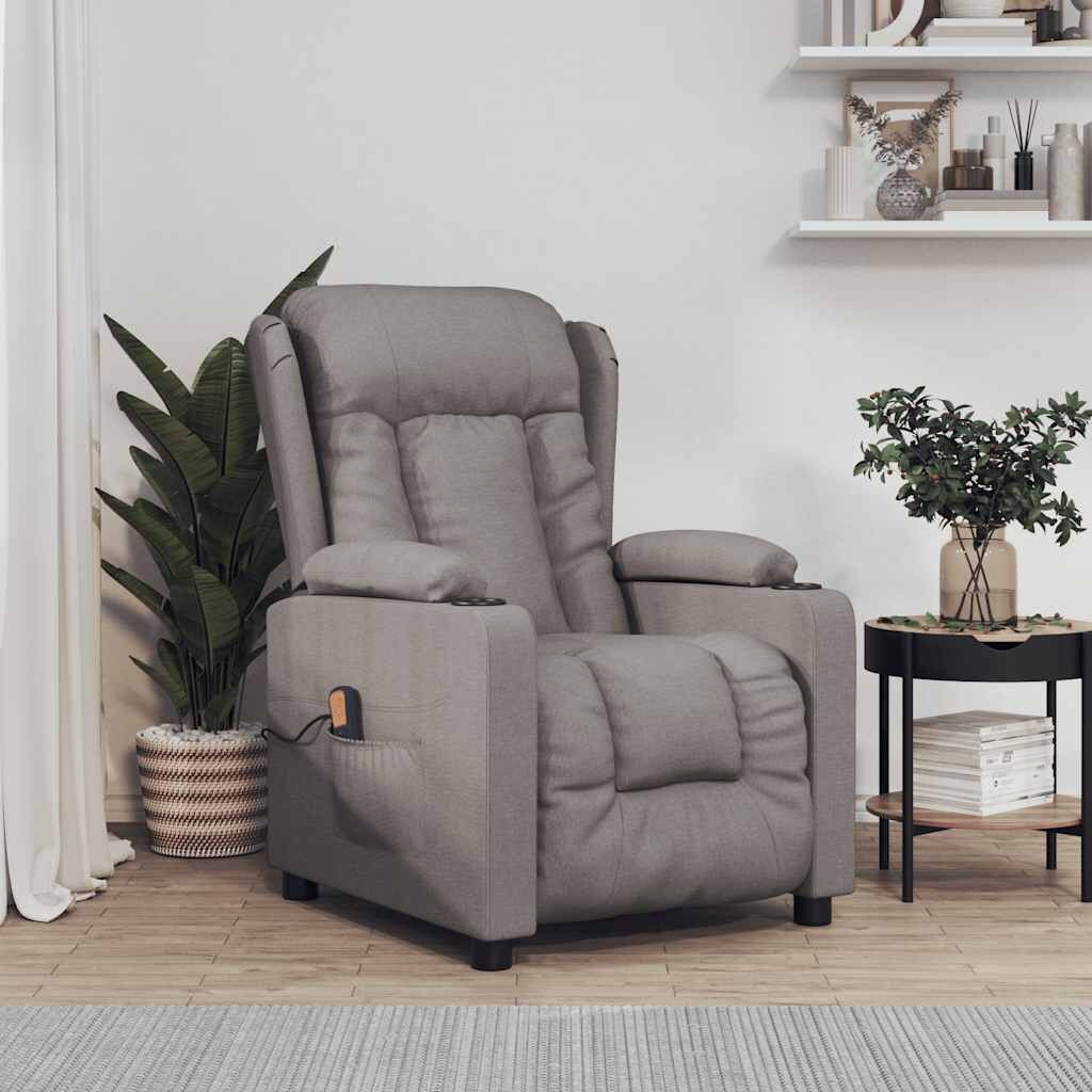 vidaXL Massagestoel Stof Taupe - 35% Korting
