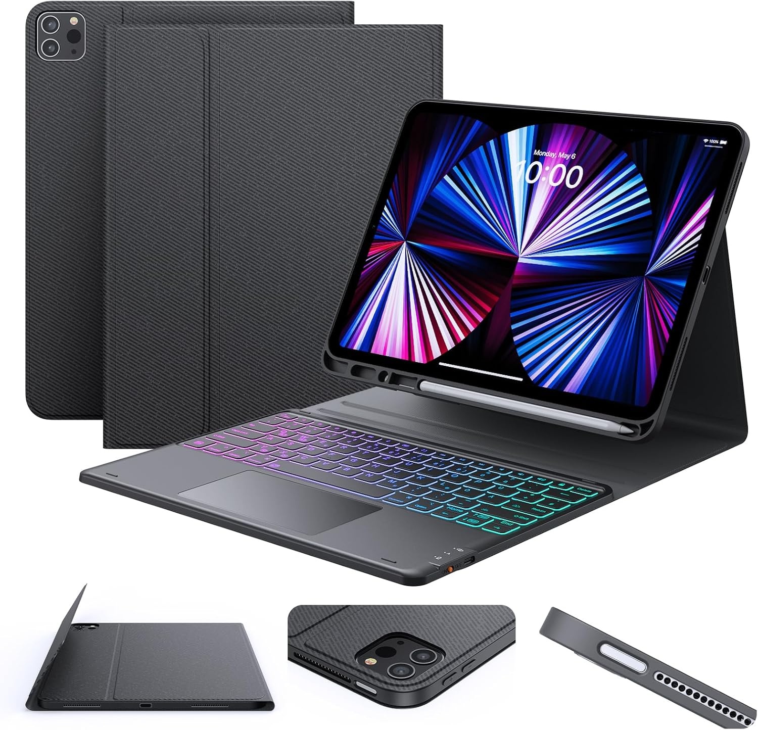 Toetsenbordhoes iPad Pro 12.9 met Touchpad & 7-kleuren Verlichting (29% korting)
