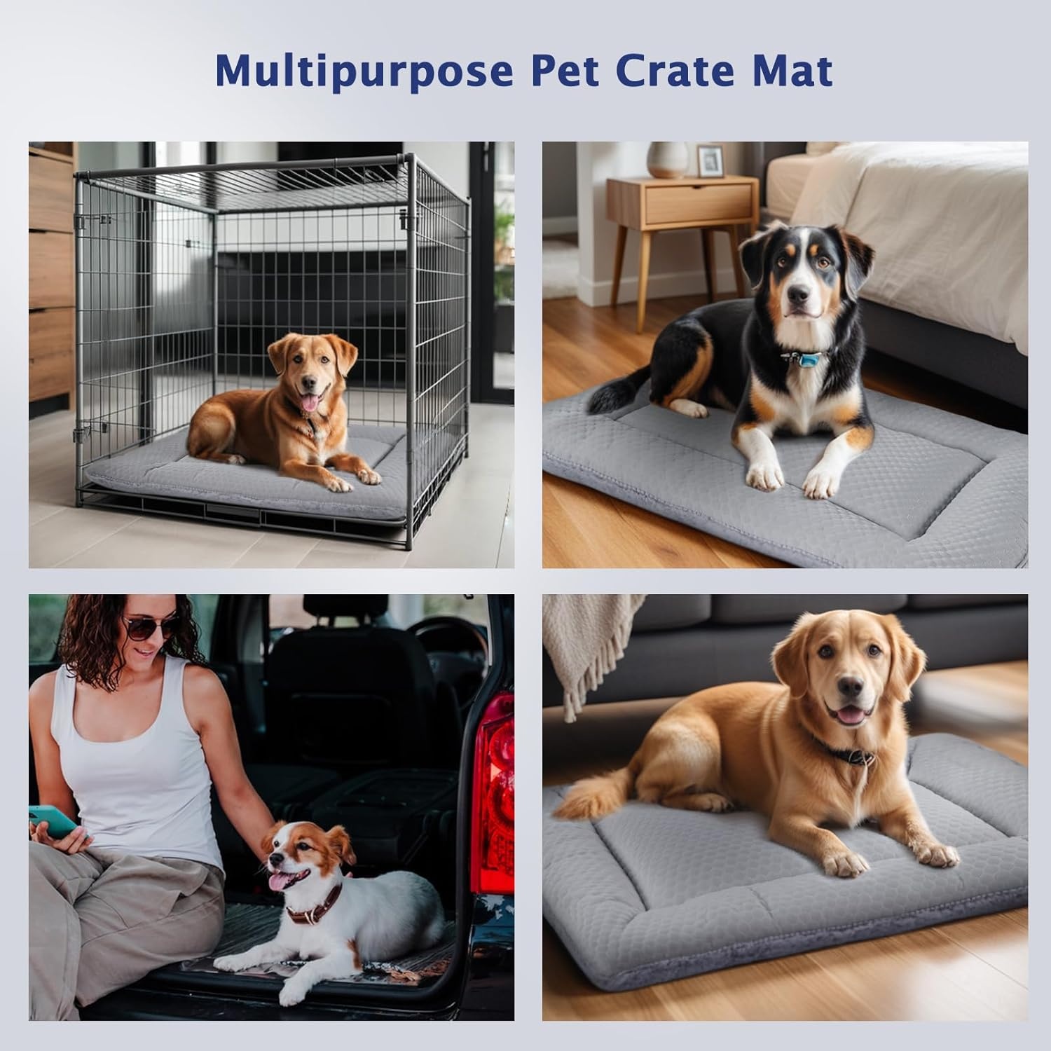 BVAGSS Hondenbed voor kleine honden, omkeerbaar, koel en warm, hondenkussen, wasbaar, hondenmat voor kleine, middelgrote en grote honden, XH080 (91 x 58 cm, grijs)