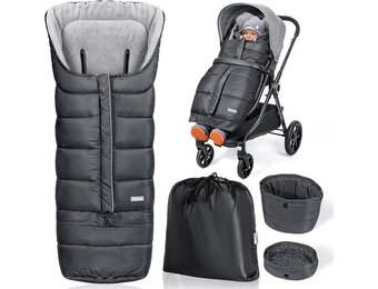 Orzbow Universele Voetenzak Kinderwagen, Lang Voetenzak voor Kinderwagen met Rits, Waterdichte Voetenzak Buggy, Met Verstelbare Extra Lengte, Anti-Slip, 97 * 44cm/117 * 44cm, Donkergrijs - Maat Grow-With-Me