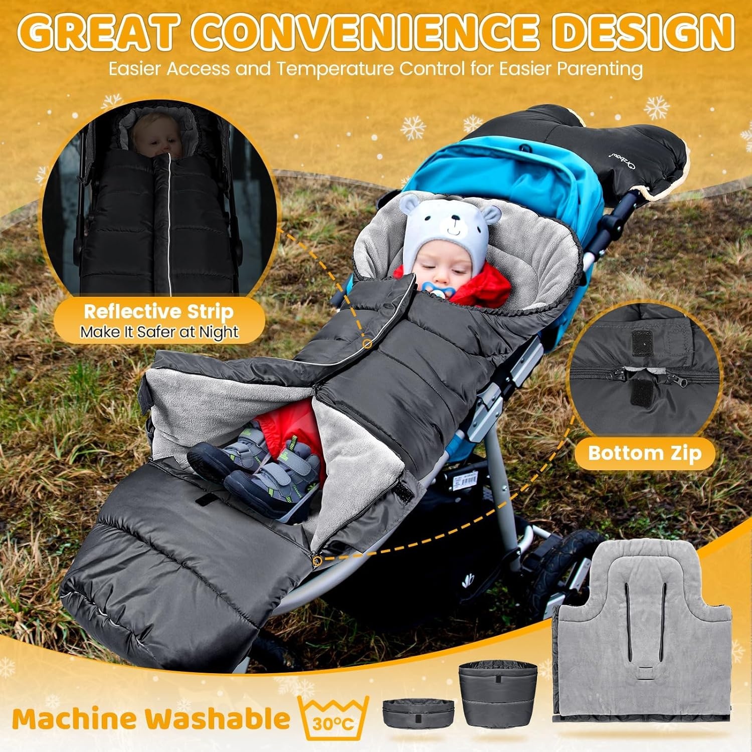 Warme Kinderwagen Voetenzak Donkergrijs - 76% Korting!