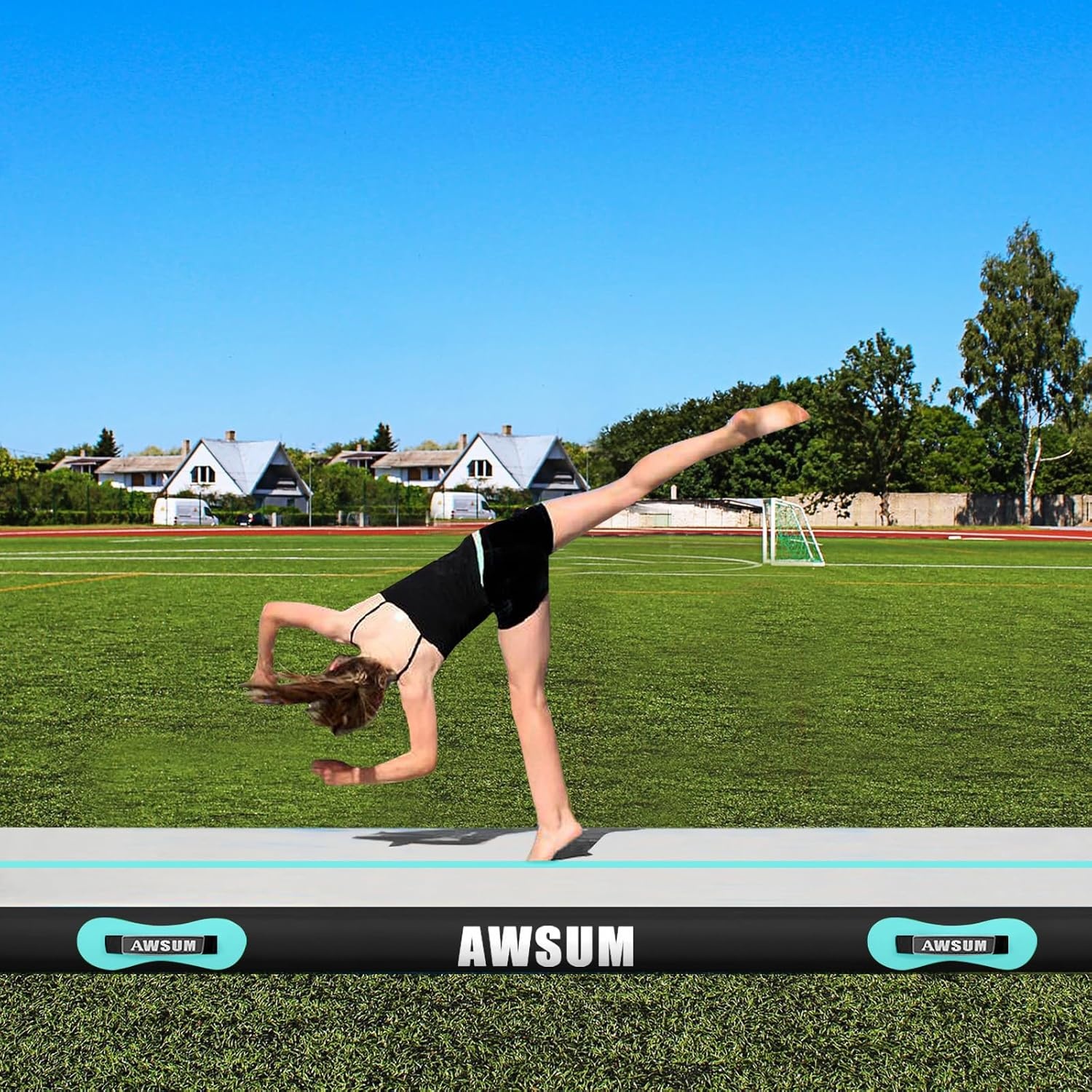 AWSUM Trainingsmat Air Mat 300 x 100 x 10 cm - Mintgroen/Zwart