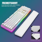 RedThunder K10 Gaming toetsenbord en muisset, QWERTZ DE design, metalen plaat en polssteun, RGB-achtergrondverlichting en 7D ergonomische achtergrondverlichting voor pc, Mac gamer, wit
