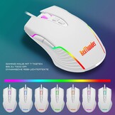 RedThunder K10 Gaming toetsenbord en muisset, QWERTZ DE design, metalen plaat en polssteun, RGB-achtergrondverlichting en 7D ergonomische achtergrondverlichting voor pc, Mac gamer, wit