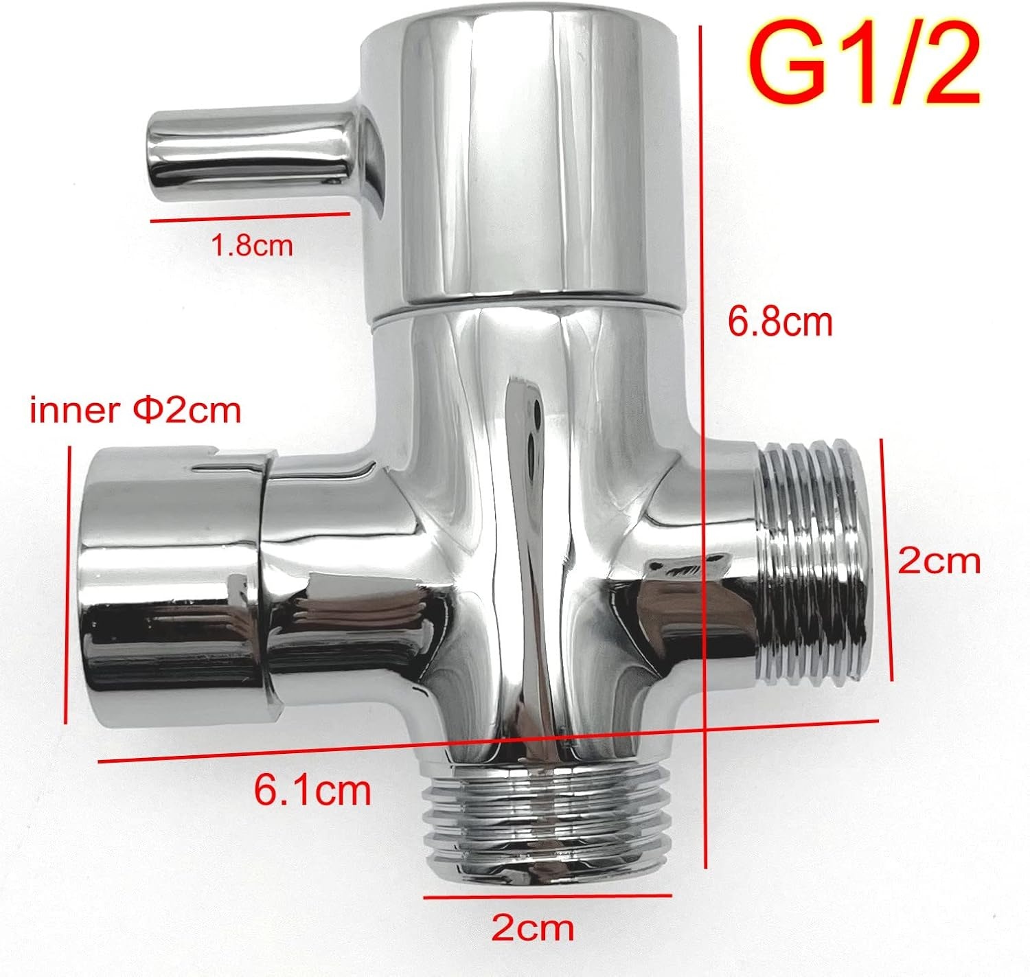 JZK Douche-omsteller 3-weg G1/2 Messing met Rubberen Ring