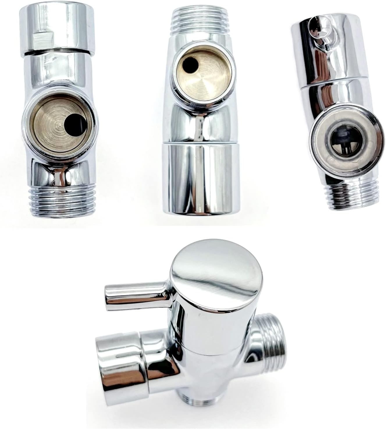 JZK Douche-omsteller 3-weg G1/2 Messing met Rubberen Ring