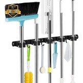Broomhouder Muur, 5-houders en 4-haken zwart Zware Tool Houder Zelfklevend, Broomhouder met Nails Installeren, Tuin Tool Houder