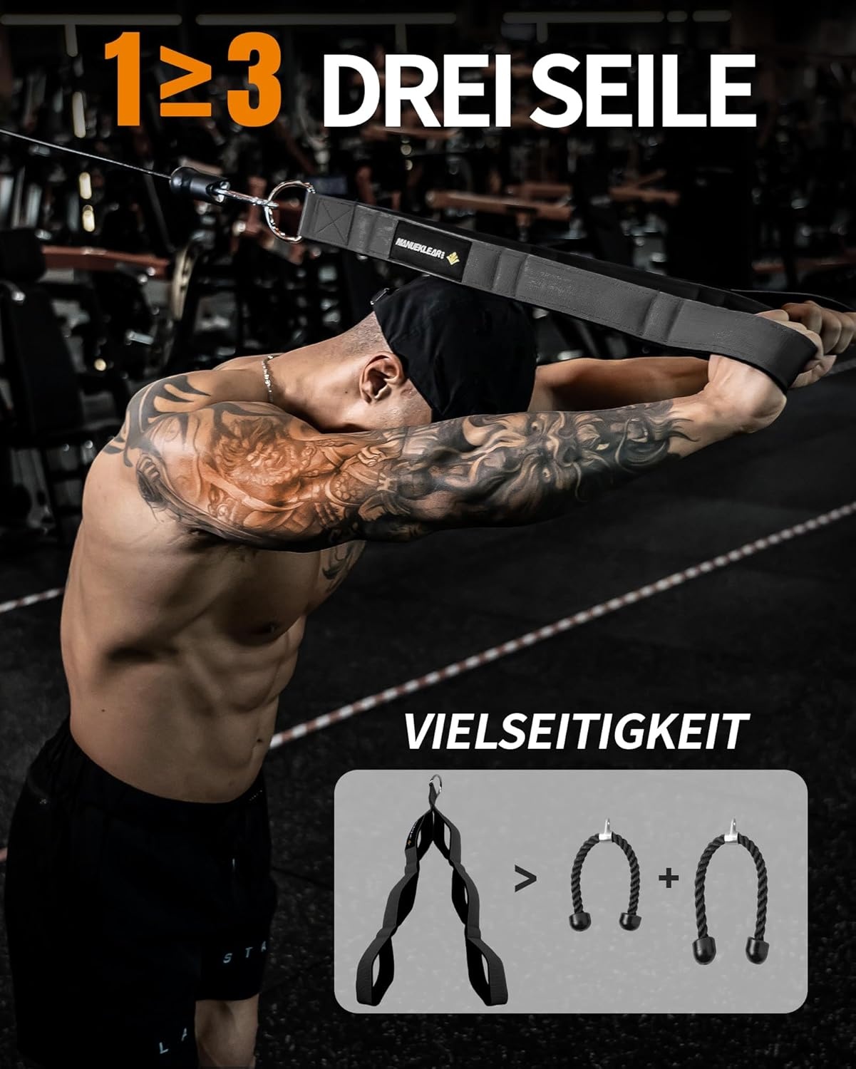 Trizepsseil Zwart met Neopreen Handgrepen - 71% Korting