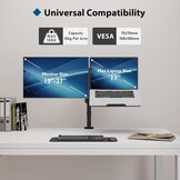 BONTEC Monitor Arm met Laptop Stand voor 13-27'' LCD LED Schermen tot 15.6" Notebook, Kantelbaar, Draaibaar, Ergonomische Tafelstandaard Houder met Klem, VESA 75x75-100x100mm